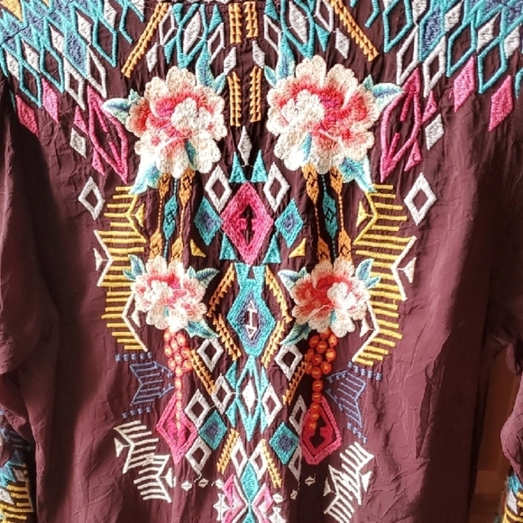 Johnny Was Purple Embellished Graphic Tunic - Picture 9 of 12